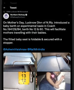 new-mini-berths-in-lucknow-mail-to-make-travel-convenient-for-moms-their-babies