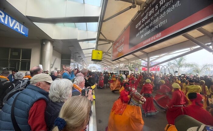 A group of 33 Swiss tourists going to Dibrugarh from Ganga Vilas Cruise reached Babatpur Airport in Varanasi on Tuesday.